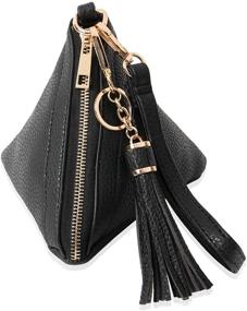 img 4 attached to Chic Triangle Vegan Leather Wristlet Clutch with Detachable Strap and Tassel Charm for Evening Cocktails