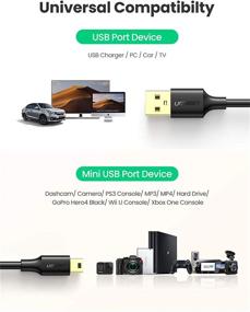 img 2 attached to 🔌 UGREEN Мини-USB кабель: A-мужской к Mini-B шнур USB 2.0 зарядное устройство для GoPro Hero 3+, контроллера PS3, цифровой камеры, автомобильной видеокамеры, MP3-плеера, GPS-приемника, Garmin Nuvi GPS, навигатора, КПК 3FT.