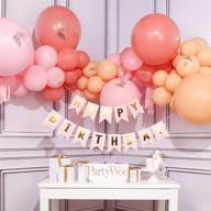 🎈 partywoo pink balloons & birthday decorations for girls - peach balloons, banners, swirls & more логотип