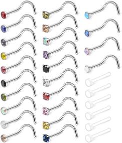 img 4 attached to 💎 Dazzling Ruifan Diamond CZ Nose Stud Rings - Surgical Steel Mix Color Screw Piercing Jewelry 1.5mm, 2mm, 2.5mm, 3mm (10-30PCS)