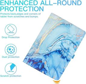 img 1 attached to 📱 ZoneFoker iPad 10.2 Case - 360° Protection Stand Cover with Pencil Holder - Marble Blue (Compatible with New iPad 9th / 8th / 7th Gen)