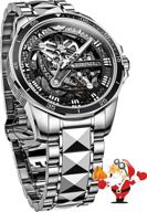 waterproof tungsten mechanical men's watches with automatic skeleton feature logo