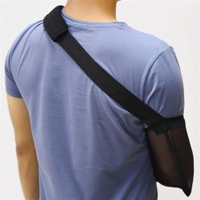 img 1 attached to 🖐️ Black Breathable Mesh Arm Sling - Shoulder Immobilizer for Rotator Cuff, Wrist, Elbow, and Forearm Support - Ideal for Broken or Fractured Arm - Left and Right Arm Brace