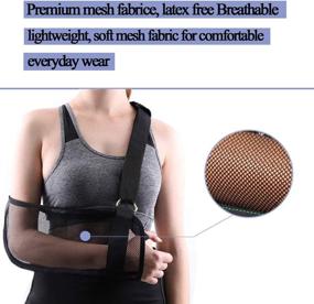 img 2 attached to 🖐️ Black Breathable Mesh Arm Sling - Shoulder Immobilizer for Rotator Cuff, Wrist, Elbow, and Forearm Support - Ideal for Broken or Fractured Arm - Left and Right Arm Brace