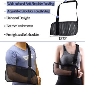 img 3 attached to 🖐️ Black Breathable Mesh Arm Sling - Shoulder Immobilizer for Rotator Cuff, Wrist, Elbow, and Forearm Support - Ideal for Broken or Fractured Arm - Left and Right Arm Brace