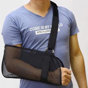 img 4 attached to 🖐️ Black Breathable Mesh Arm Sling - Shoulder Immobilizer for Rotator Cuff, Wrist, Elbow, and Forearm Support - Ideal for Broken or Fractured Arm - Left and Right Arm Brace