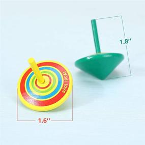 img 1 attached to 🎨 Vibrant Painted Wooden Spinning Tops - 10 Pcs Set, Fun Kids Gyroscopes Toy, Assorted Flip Tops for Kindergarten Education - Perfect Party Favors, Exciting Gift and Prize (Multicolored)