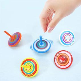 img 2 attached to 🎨 Vibrant Painted Wooden Spinning Tops - 10 Pcs Set, Fun Kids Gyroscopes Toy, Assorted Flip Tops for Kindergarten Education - Perfect Party Favors, Exciting Gift and Prize (Multicolored)