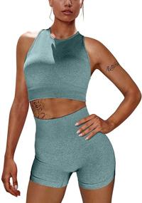 img 4 attached to 🏋️ OYS Workout Sets for Women: Seamless High Waisted Yoga Shorts & Sports Bra Outfits