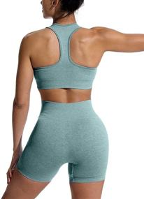 img 3 attached to 🏋️ OYS Workout Sets for Women: Seamless High Waisted Yoga Shorts & Sports Bra Outfits