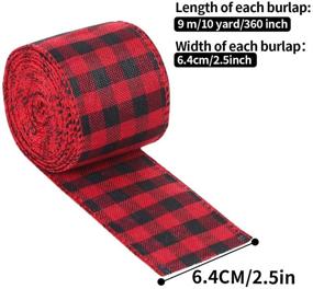 img 3 attached to 🎀 Red and Black Plaid Burlap Ribbon - Gingham Wired Ribbon for Crafts, DIY Projects, Christmas Decorations, and Gift Wrapping (2.5 Inches by 10 Yards)