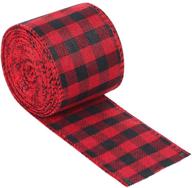 🎀 red and black plaid burlap ribbon - gingham wired ribbon for crafts, diy projects, christmas decorations, and gift wrapping (2.5 inches by 10 yards) logo