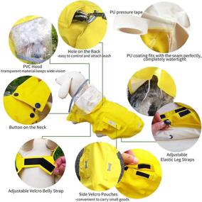 img 2 attached to Medium Yellow Waterproof Dog Raincoat with Reflective Adjustable Lightweight Pet Rain Clothes and Poncho Hood