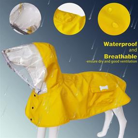 img 1 attached to Medium Yellow Waterproof Dog Raincoat with Reflective Adjustable Lightweight Pet Rain Clothes and Poncho Hood