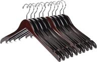 👕 nature smile solid gugertree wood shirt and dress hangers with notches - pack of 10 (walnut) логотип