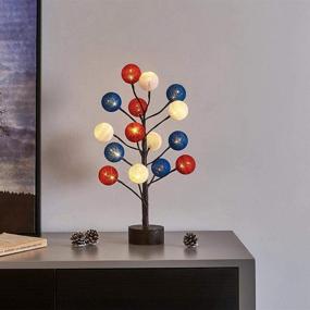 img 2 attached to 🐇 EAMBRITE Pre-Lit Easter Ornaments Tree: 18in Fabric Ball Tabletop Tree in Red/Blue/White - Ideal for Xmas, Wedding, Birthday, and Home Decor