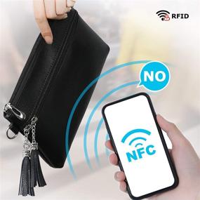 img 2 attached to 👛 Stylish & Practical ECOSUSI Women's Wristlet Clutch Crossbody Bag: RFID-Protected Lightweight Leather Wallet Purse with Tassel Detailing
