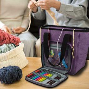 img 3 attached to 🧶 YOUNGL Large Capacity Knitting Bag - Portable Yarn Storage Tote for Unfinished Projects and Yarn, High Capacity, Easy to Carry with Crochet Hooks