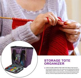 img 1 attached to 🧶 YOUNGL Large Capacity Knitting Bag - Portable Yarn Storage Tote for Unfinished Projects and Yarn, High Capacity, Easy to Carry with Crochet Hooks