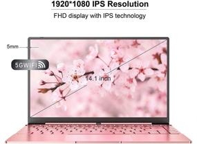 img 1 attached to Daysky V14S Laptop, 14.1-inch Full HD Display, Intel Jasper Lake N5095 Processor, Thin and Light Computer, Backlit Keyboard, Full Metal Body, Windows 10, USB 3.0(12G+256G, Pink)