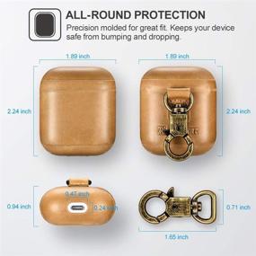 img 1 attached to Чехол для AirPods из кожи ICARER с ремешком - настоящая кожаная защитная ударопрочная обложка в цвете хаки для зарядного кейса Apple AirPods.