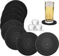 🍸 premium silicone coasters: stylish black oval shape, ideal for beverages and cocktails логотип