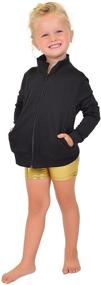 img 2 attached to Sparkling Girl's Gymnastics, Dance, Cheer Jacket: Mock Neck or Hooded, Size 4-12