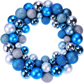 img 4 attached to 🎄 Sparkling Silver Blue Amosfun Christmas Ball Wreath Garland Ornaments: Perfect Shatterproof Tree Decoration for Wedding Party, Front Door, and Window Hanging