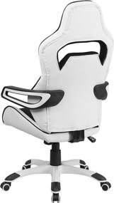 img 1 attached to 🪑 High Back White Vinyl Executive Swivel Office Chair with Black Fabric Inserts, Arms, and Flash Furniture