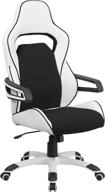 🪑 high back white vinyl executive swivel office chair with black fabric inserts, arms, and flash furniture logo