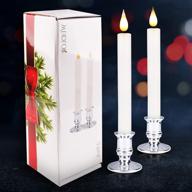 🕯️ enhance your home decor with led flameless taper candles: remote timer, battery operated flickering window candle lights with removable gold candle holders - perfect xmas wedding gifts, ideal for home dinner decor - set of 2 логотип