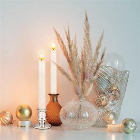 img 3 attached to 🕯️ Enhance Your Home Decor with LED Flameless Taper Candles: Remote Timer, Battery Operated Flickering Window Candle Lights with Removable Gold Candle Holders - Perfect Xmas Wedding Gifts, Ideal for Home Dinner Decor - Set of 2