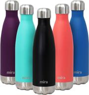 🔥 innovative mira 17 oz stainless steel vacuum insulated water bottle - long-lasting cold, ultra-hot double walled cola shaped thermos - eco-friendly, reliable metal water bottle - leak-proof sports flask - stylish matte black design logo