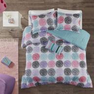 🌈 full/queen size teal and purple doodled circles polka dots comforter set - 4-piece ultra soft microfiber bedding for girls bedroom - teen bed sets by mi zone carly logo