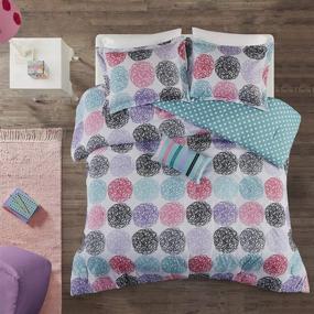 img 4 attached to 🌈 Full/Queen Size Teal and Purple Doodled Circles Polka Dots Comforter Set - 4-Piece Ultra Soft Microfiber Bedding for Girls Bedroom - Teen Bed Sets by Mi Zone Carly