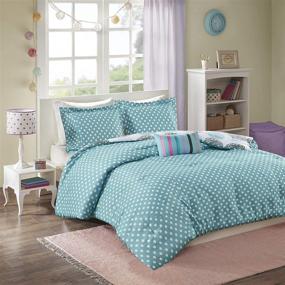 img 1 attached to 🌈 Full/Queen Size Teal and Purple Doodled Circles Polka Dots Comforter Set - 4-Piece Ultra Soft Microfiber Bedding for Girls Bedroom - Teen Bed Sets by Mi Zone Carly