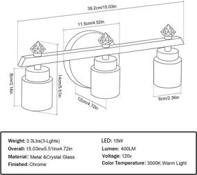 img 2 attached to 💡 WOSHITU LED Modern Bathroom Vanity Lights: 15W Wall Sconces with 3000K Warm Light Crystal Indoor Wall Lighting Fixture for Bathroom, Hallway, Bedroom