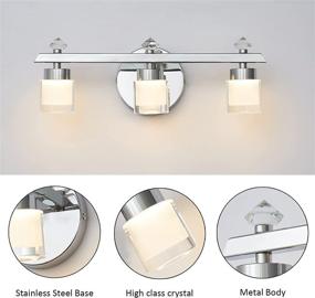 img 3 attached to 💡 WOSHITU LED Modern Bathroom Vanity Lights: 15W Wall Sconces with 3000K Warm Light Crystal Indoor Wall Lighting Fixture for Bathroom, Hallway, Bedroom