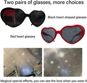 img 2 attached to 🌈 Ycvsad Heart Effect Diffraction Light Glasses, 3D Heart-Shaped Special Effects Rave Glasses - Pack of 2