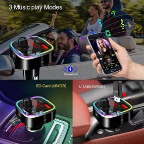 img 2 attached to 🚗 Enhance Your Car Audio Experience with Bluetooth FM Transmitter:Wireless Car Radio Adapter, MP3 Music Player Car Kit with Hands-Free Calling, QC3.0 Charge, LED Backlit, TF Card/USB Connectivity - Compatible with All Smartphones Audio Players