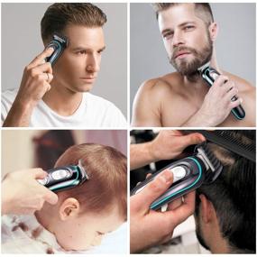 img 3 attached to Professional Hair Clippers for Men - Electric Rechargeable Beard Trimmer and Cordless Hair Cutting Kit, Low Noise Shaver for Male Baby Kids and Adult Daily Travel Use, with Guide Combs, Brush, USB Cord (Blue)