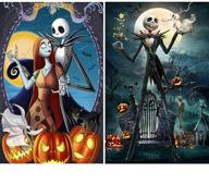 🎃 kissbuty jack skellington diamond painting kit - 2 pack 5d full drill rhinestone arts craft for adults and beginners - halloween skull jack diy home decor - large size: 15.8 x 11.8 inch logo