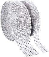 2 rolls silver acrylic rhinestone diamond ribbon - 8 rows, 10 yards & 4 rows, 10 yards - ideal for wedding cakes, birthday decor, baby shower events, party supplies, arts and crafts projects logo