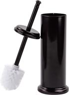 maya discreet toilet brush and metal canister holder: built-in splash guard, tapered head, compact & elegant design - ideal for small bathrooms, matches bath accessories - bronze finish logo