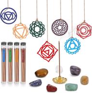 🌈 enhance spiritual well-being with soulnioi incense chakra crystals kit: 140 incense sticks, chakra stones, and decor. perfect for chakra healing beginners and beautiful home decor ornaments! логотип