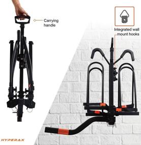 img 1 attached to 🚲 RV Hitch Mounted E Bike Rack Carrier for RV, Camper, Motorhome, Trailer, Toad - HYPERAX Volt, Suitable for 2 inch Class 3 or Higher Hitch, Accommodates Up to 2x70lbs EBike MTB Gravel Road Bike, Compatible with Up to 5-inch Fat Tires