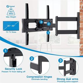 img 2 attached to 📺 Pipishell Full Motion TV Wall Mount: Versatile Articulating Arms Bracket for 26-55 Inch TVs, Heavy Duty Design with Swivel, Tilt, and Level Adjustment - VESA 400x400mm, 99lbs Load Capacity