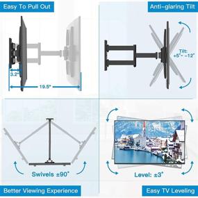 img 3 attached to 📺 Pipishell Full Motion TV Wall Mount: Versatile Articulating Arms Bracket for 26-55 Inch TVs, Heavy Duty Design with Swivel, Tilt, and Level Adjustment - VESA 400x400mm, 99lbs Load Capacity