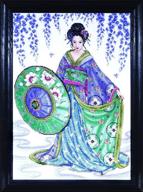 🧵 geisha 12x16 inch counted cross stitch kit by design works crafts logo