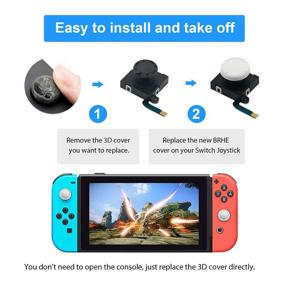 img 3 attached to 🎮 Enhance Gaming Control with BRHE Replacement Thumb Grip Caps for Nintendo Switch: Silicone Rubber Cover Set in White